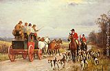 Coach Canvas Paintings - A Hunt Passing a Coach